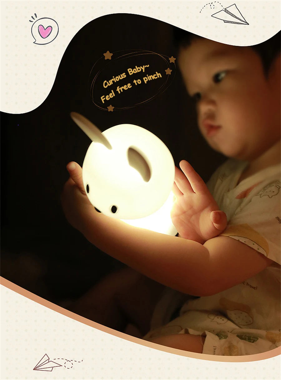LED Night Light cute Rabbit Animal Cartoon Silicone Lamp