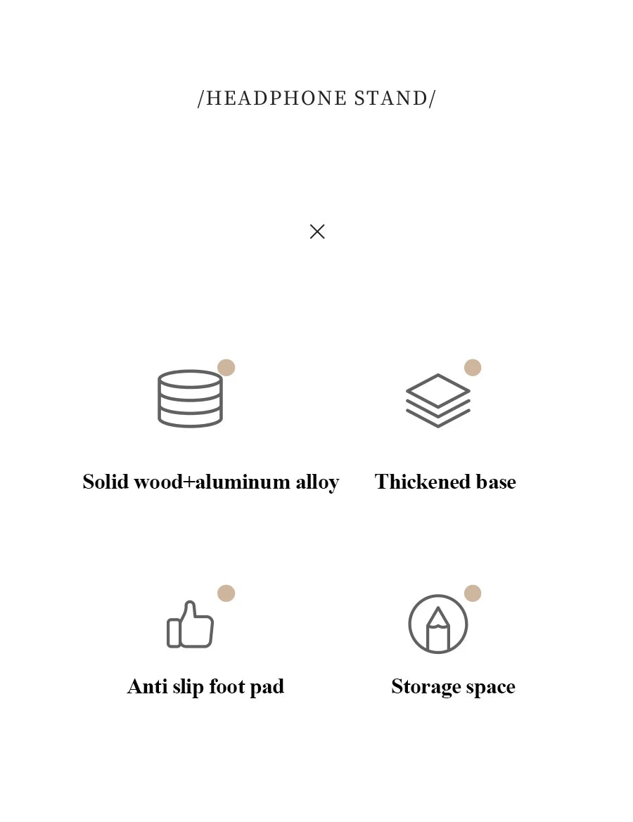 Universal Wooden Headphones Stand Black