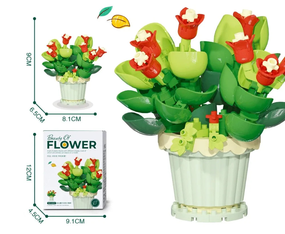 Building Block Flower Potted Plant