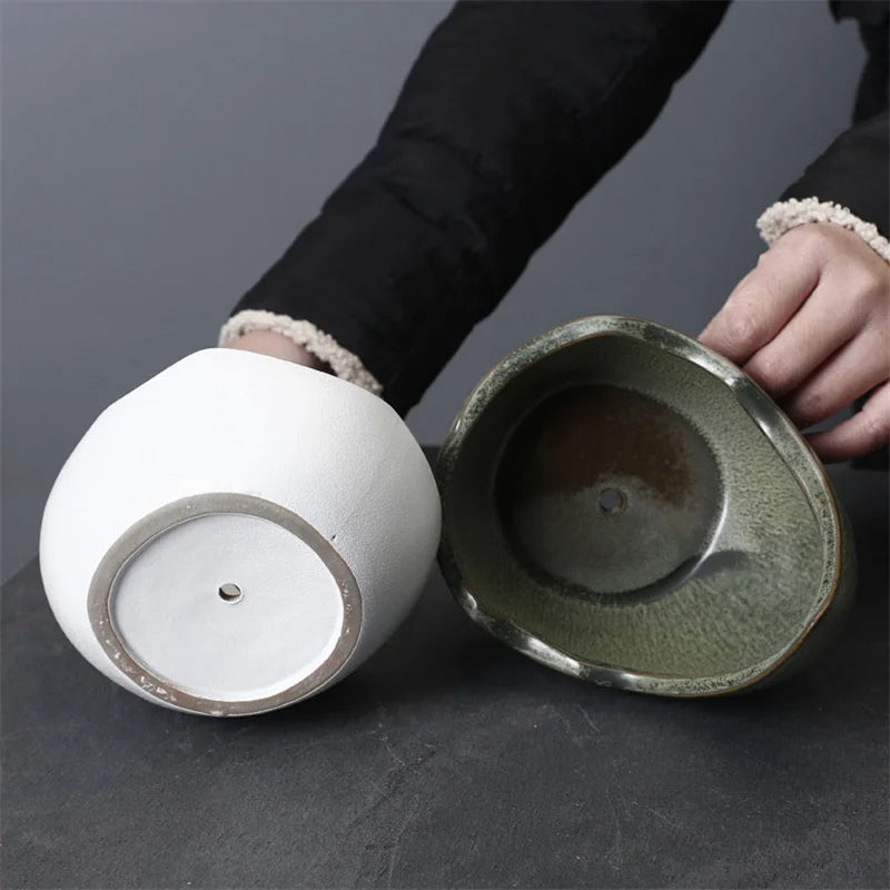 Rhinoceros Horn Shape Ceramic Flower Pot