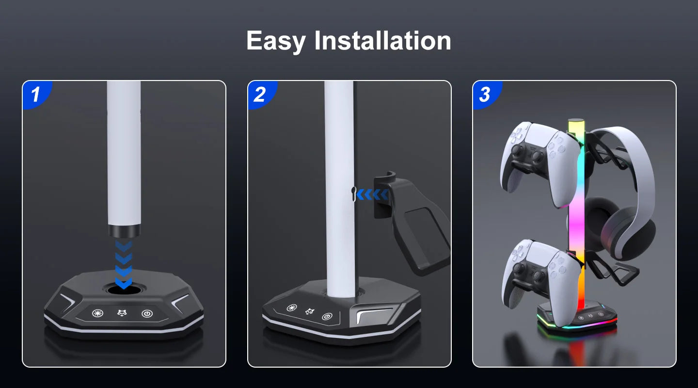 Gaming RGB Headphone Stand for Playstation5 Controller Holder