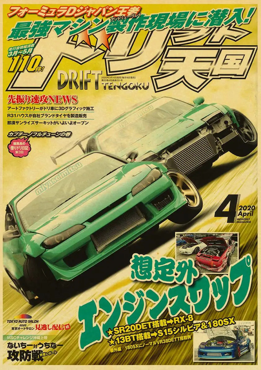 JDM Car Japan Retrofit Racing Retro 90s Poster Wall
