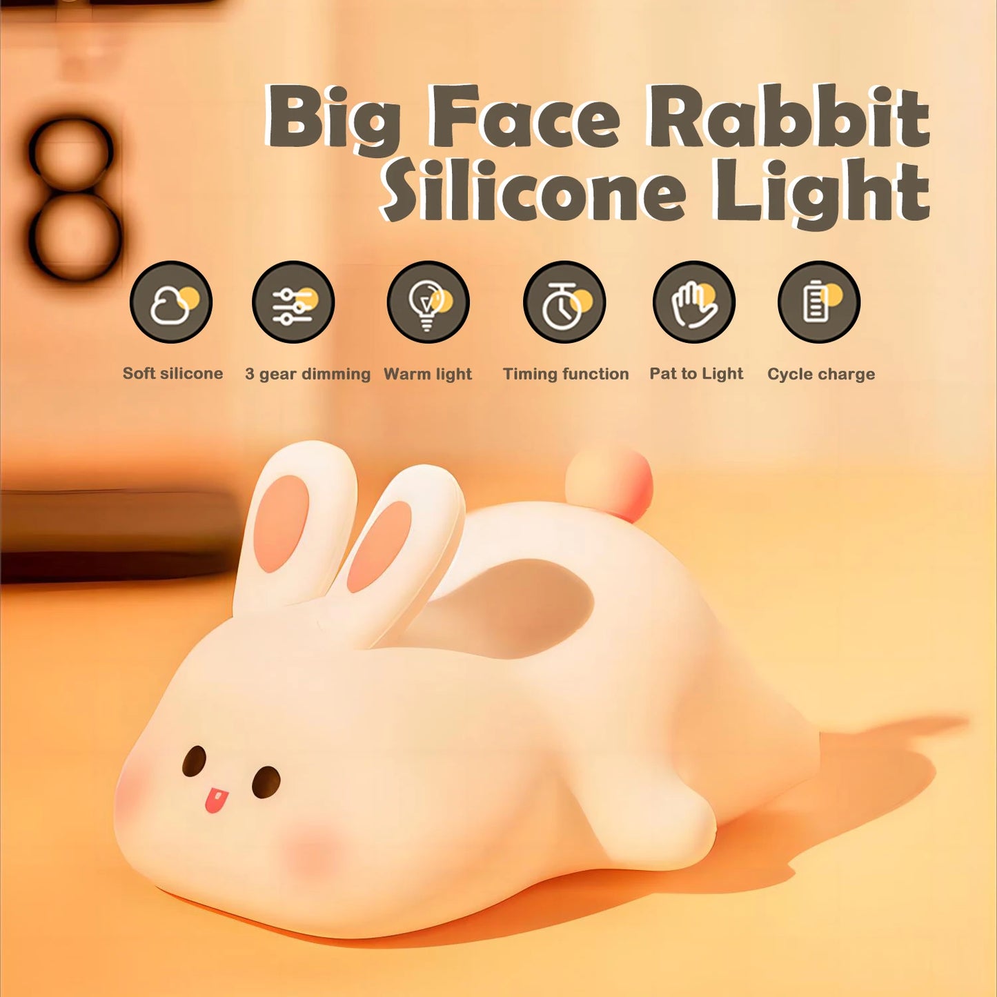 LED Night Light cute Rabbit Animal Cartoon Silicone Lamp