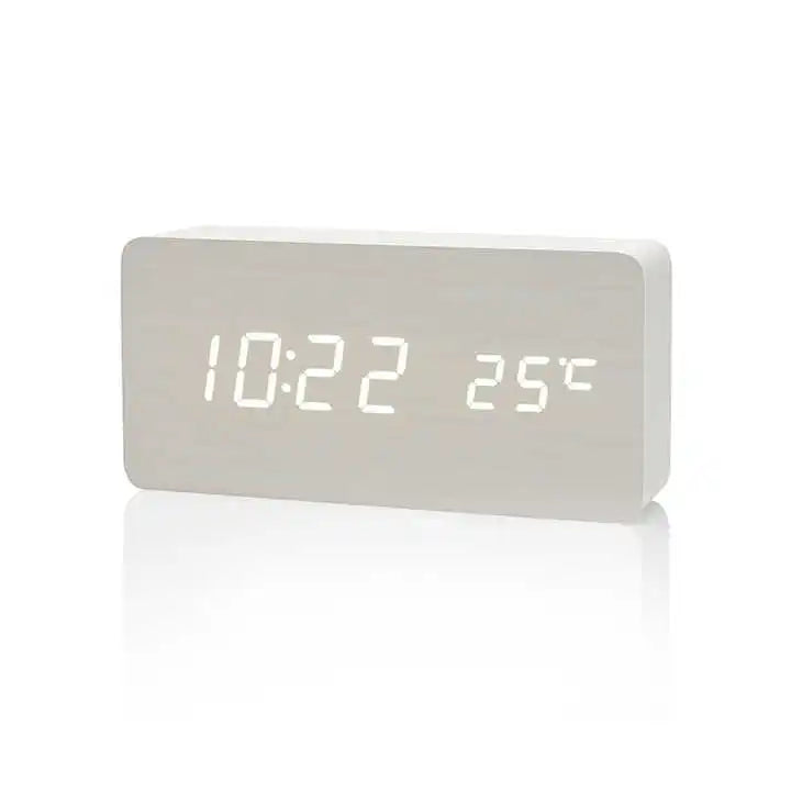 Digital Alarm Clock Wooden LED Table Clock