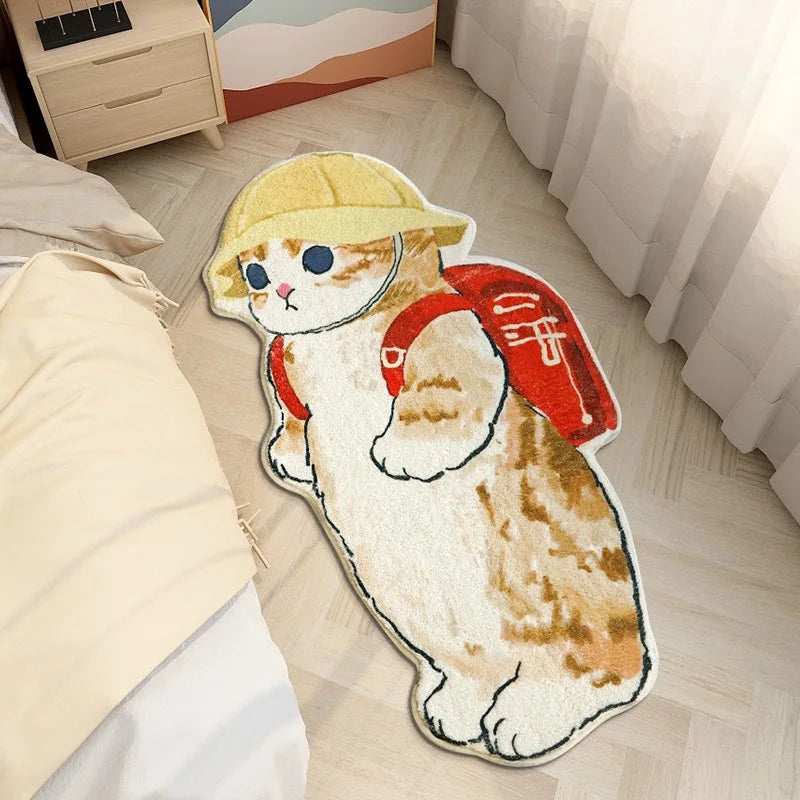 Anti-Slip Bedroom Bedside Mat Lovely Cat Carpet