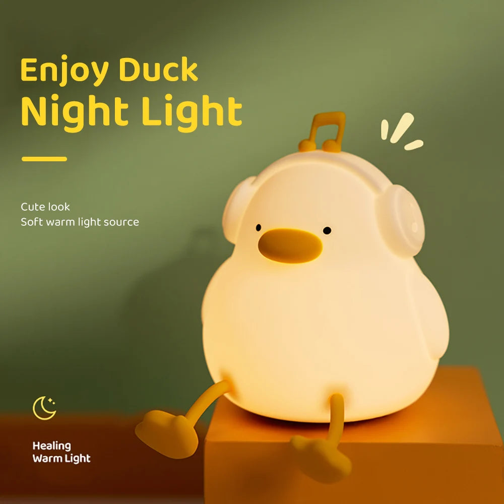 LED Night light Cute duck Cartoon animals Silicone lamp
