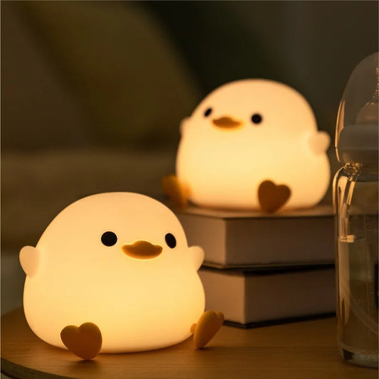 LED Night light Cute duck Cartoon animals Silicone lamp