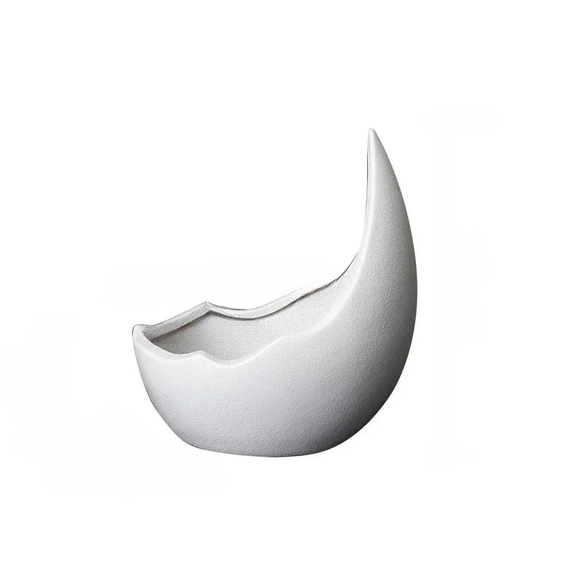 Rhinoceros Horn Shape Ceramic Flower Pot