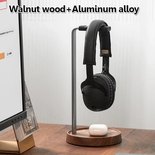 Universal Wooden Headphones Stand Black