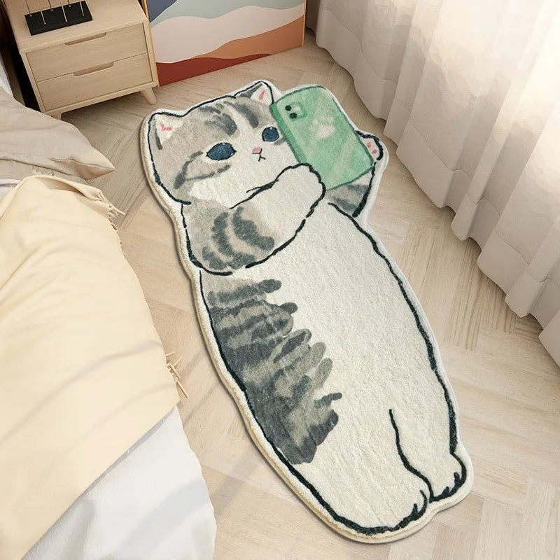 Anti-Slip Bedroom Bedside Mat Lovely Cat Carpet