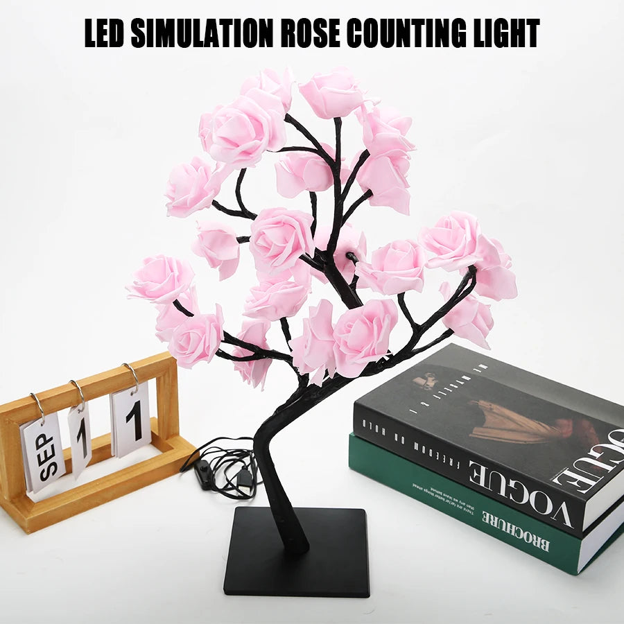 LED Table Lamp Rose Flower Tree