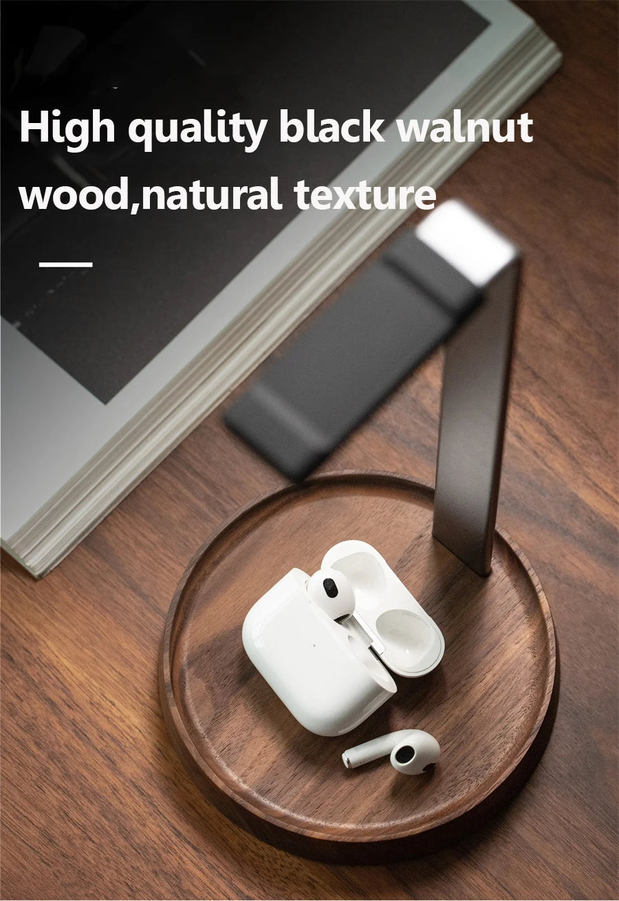 Universal Wooden Headphones Stand Black