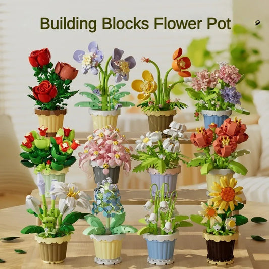 Building Block Flower Potted Plant