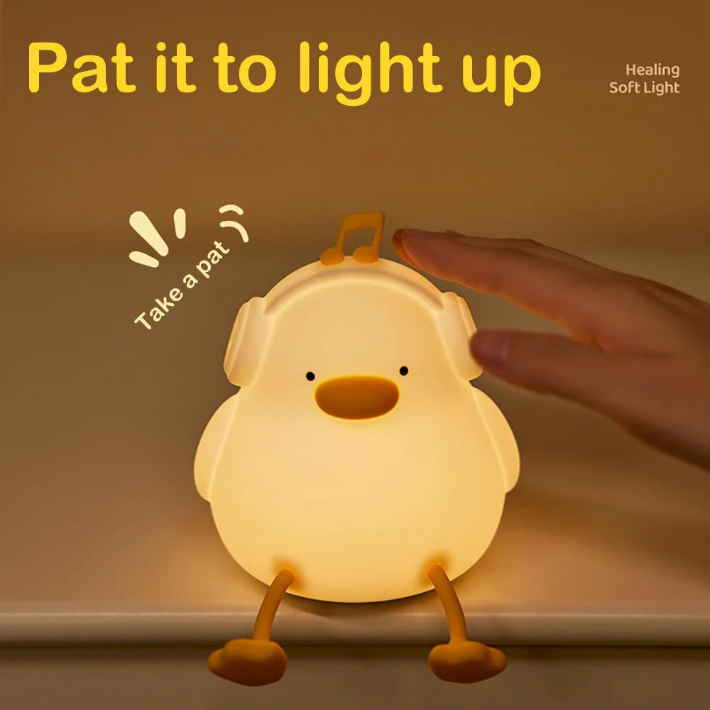 LED Night light Cute duck Cartoon animals Silicone lamp