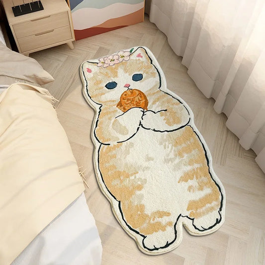 Anti-Slip Bedroom Bedside Mat Lovely Cat Carpet
