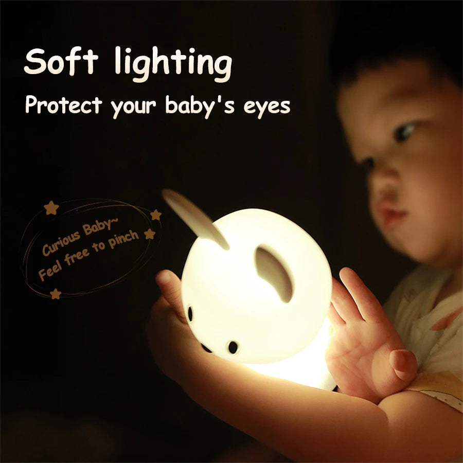 LED Night Light cute Rabbit Animal Cartoon Silicone Lamp