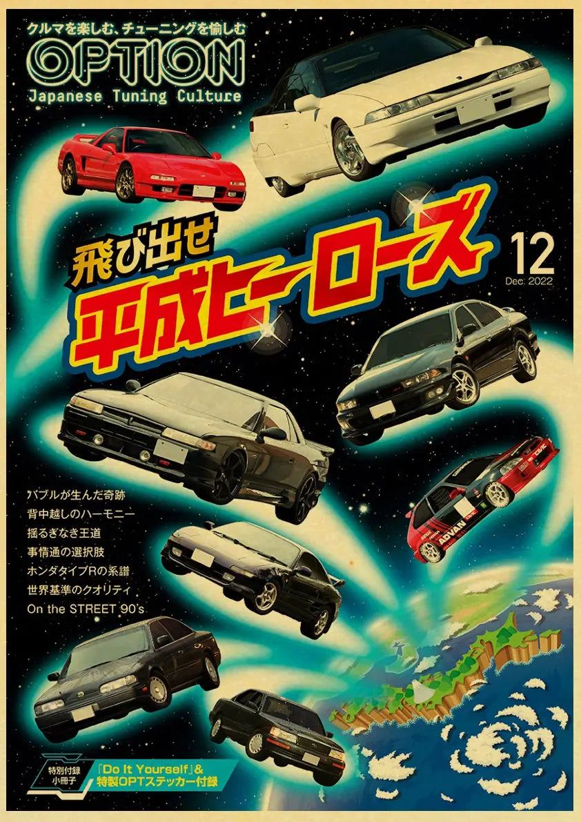 JDM Car Japan Retrofit Racing Retro 90s Poster Wall