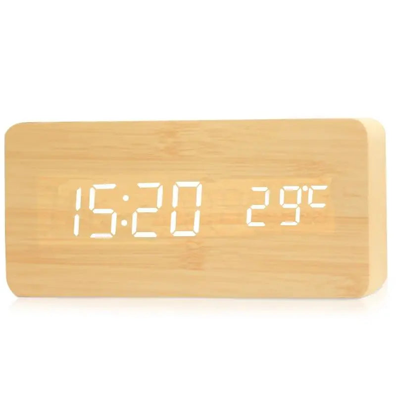 Digital Alarm Clock Wooden LED Table Clock