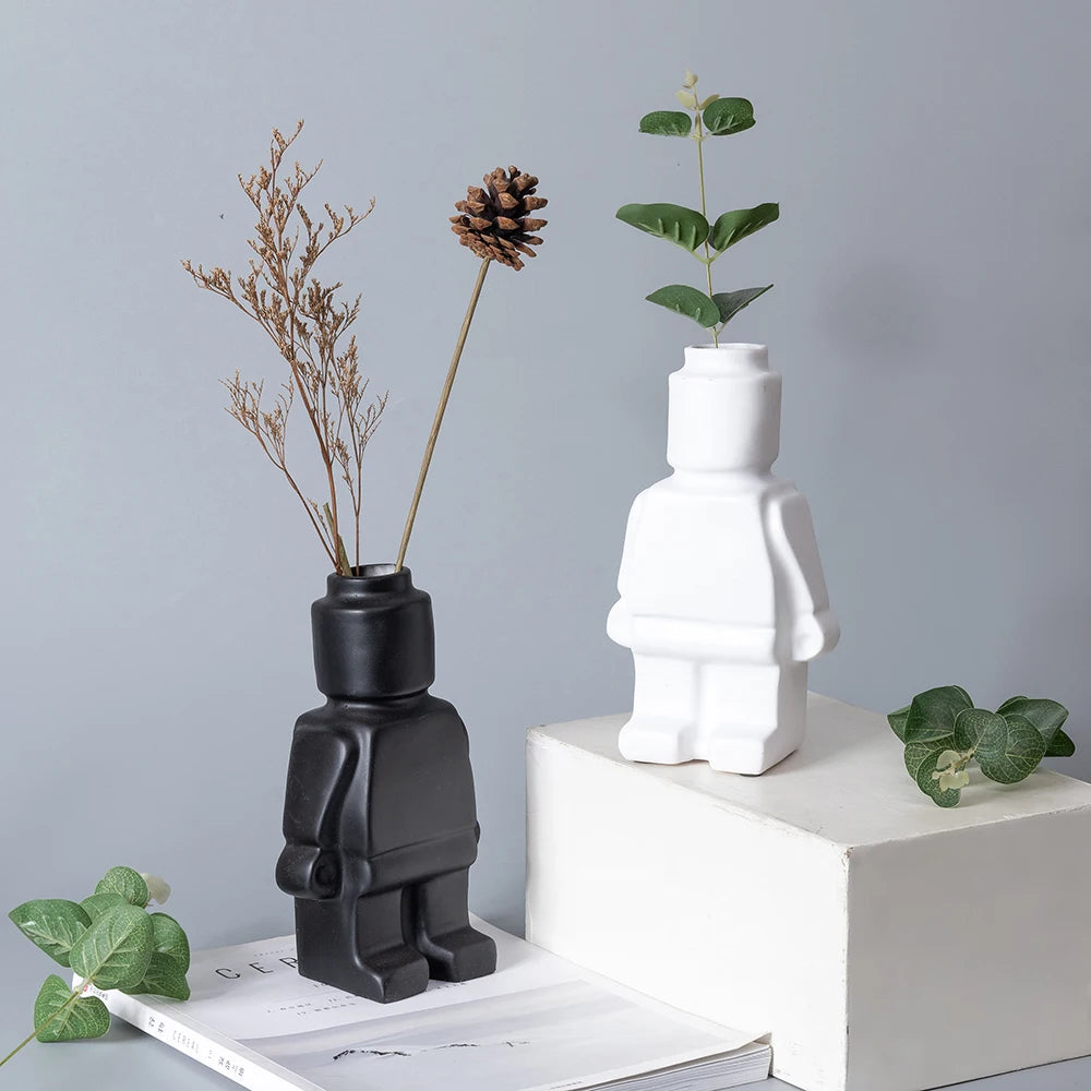 Ceramic Lego Figure Vase Indoor Flower Pot