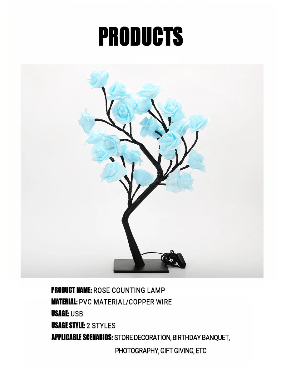 LED Table Lamp Rose Flower Tree