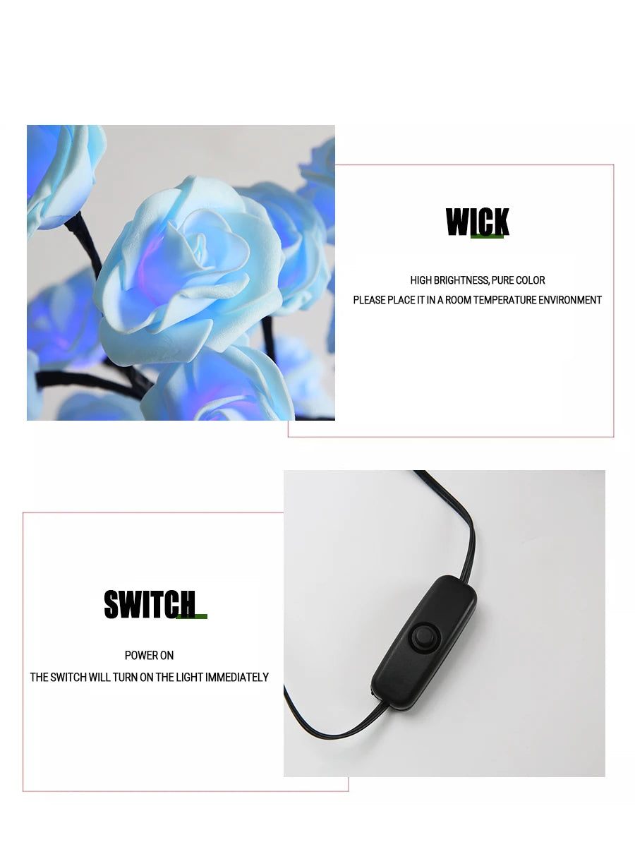 LED Table Lamp Rose Flower Tree