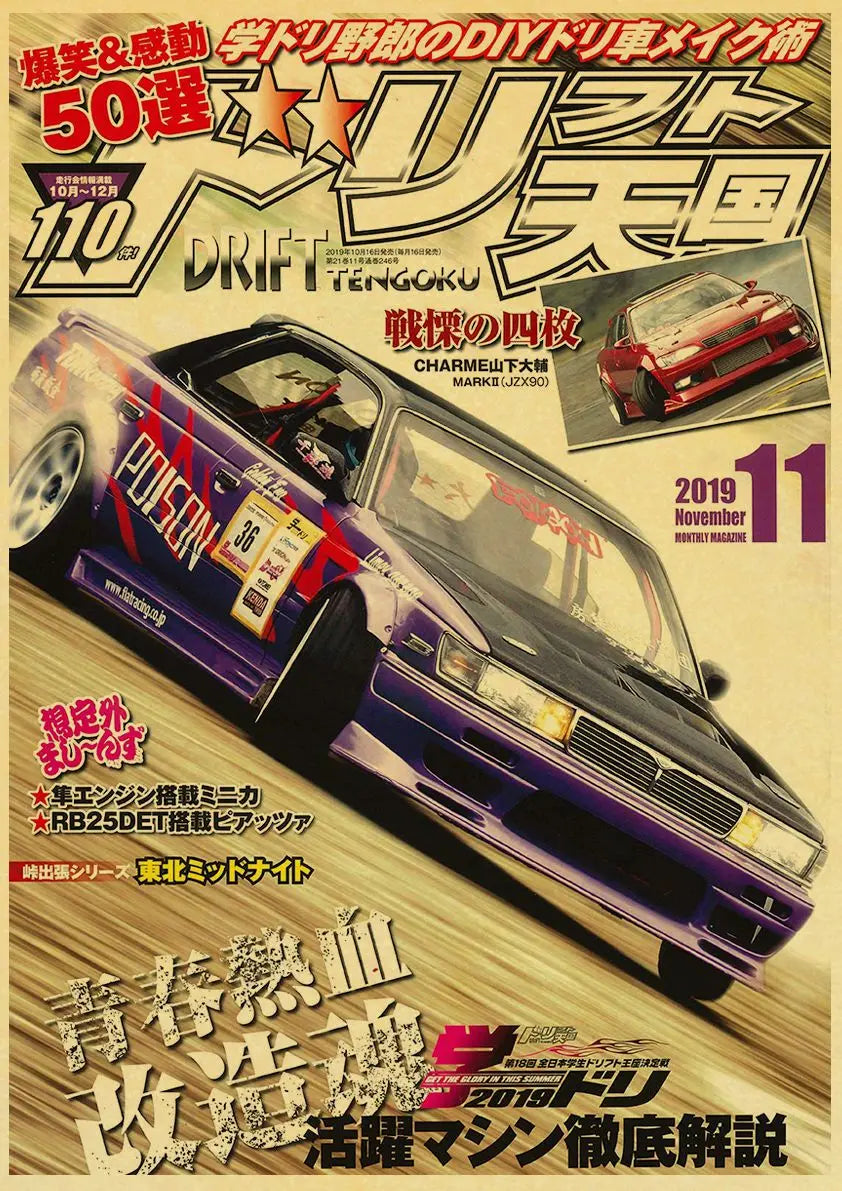 JDM Car Japan Retrofit Racing Retro 90s Poster Wall