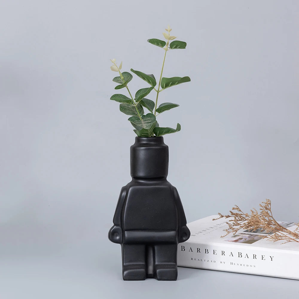 Ceramic Lego Figure Vase Indoor Flower Pot