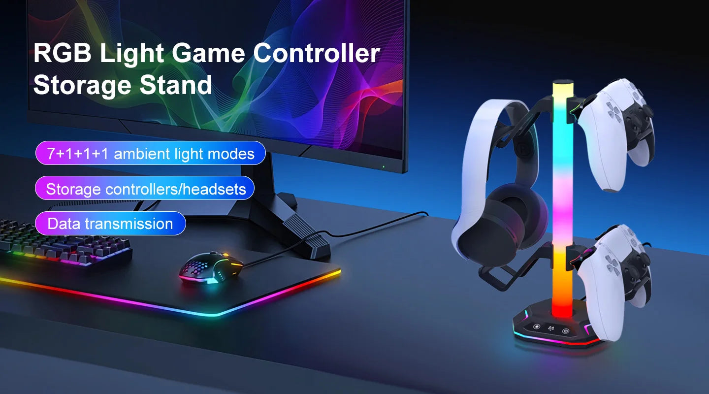 Gaming RGB Headphone Stand for Playstation5 Controller Holder