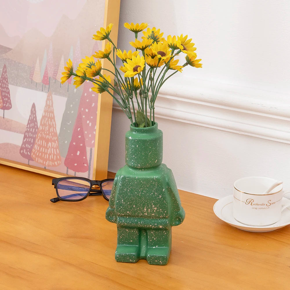 Ceramic Lego Figure Vase Indoor Flower Pot