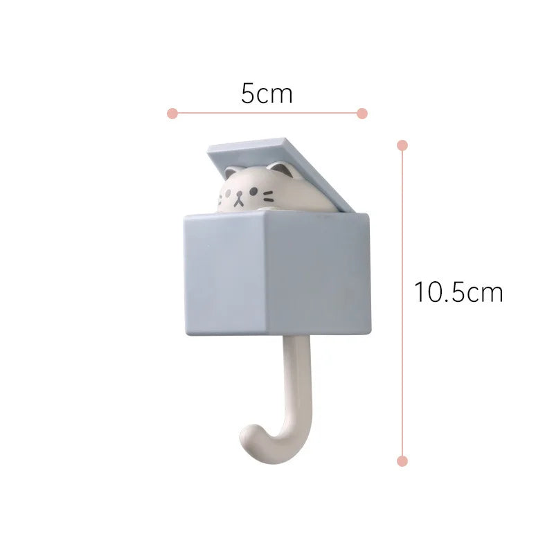 Cartoon Cat Hooks Stickers Bedroom Door Hooks Key Hooks