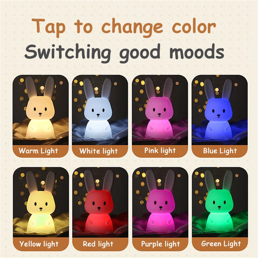 LED Night Light cute Rabbit Animal Cartoon Silicone Lamp
