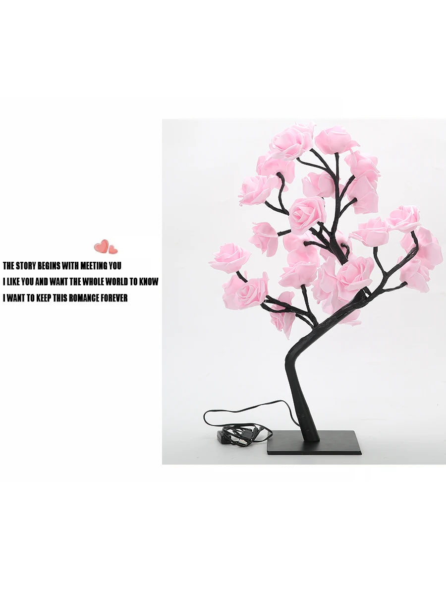 LED Table Lamp Rose Flower Tree