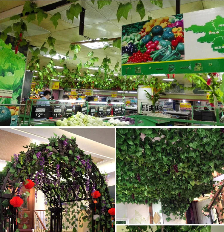 1Pcs 230cm green silk artificial Hanging ivy leaf garland plants