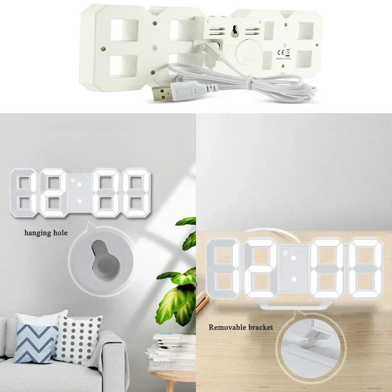Clock 3D LED Digital Alarm Clock Wall Clock