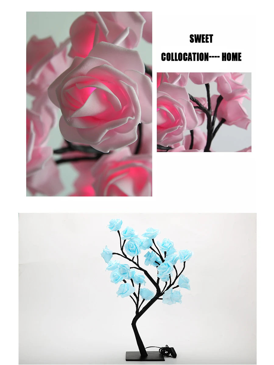 LED Table Lamp Rose Flower Tree