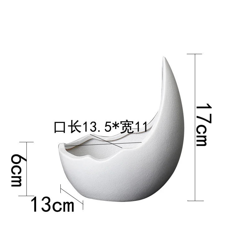 Rhinoceros Horn Shape Ceramic Flower Pot