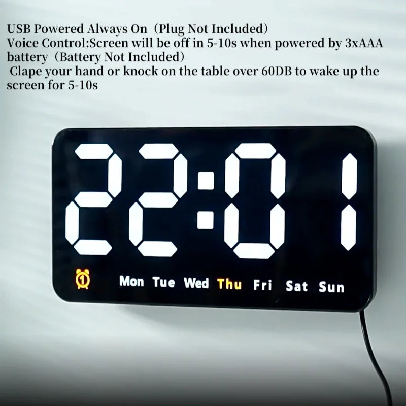 Voice Control Large Digital Wall Clock