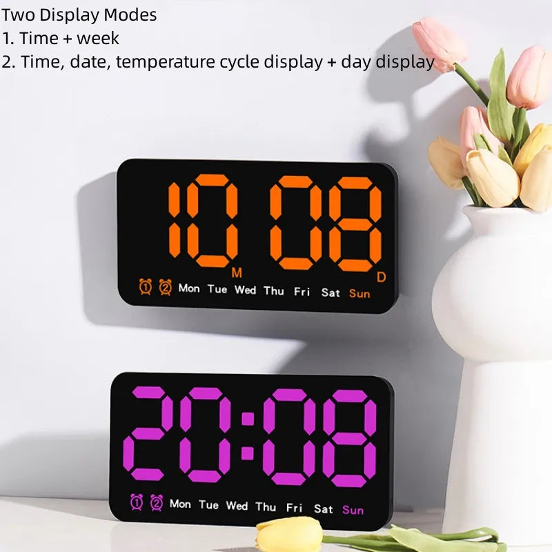 שליטה קולית שעון קיר דיגיטלי גדול