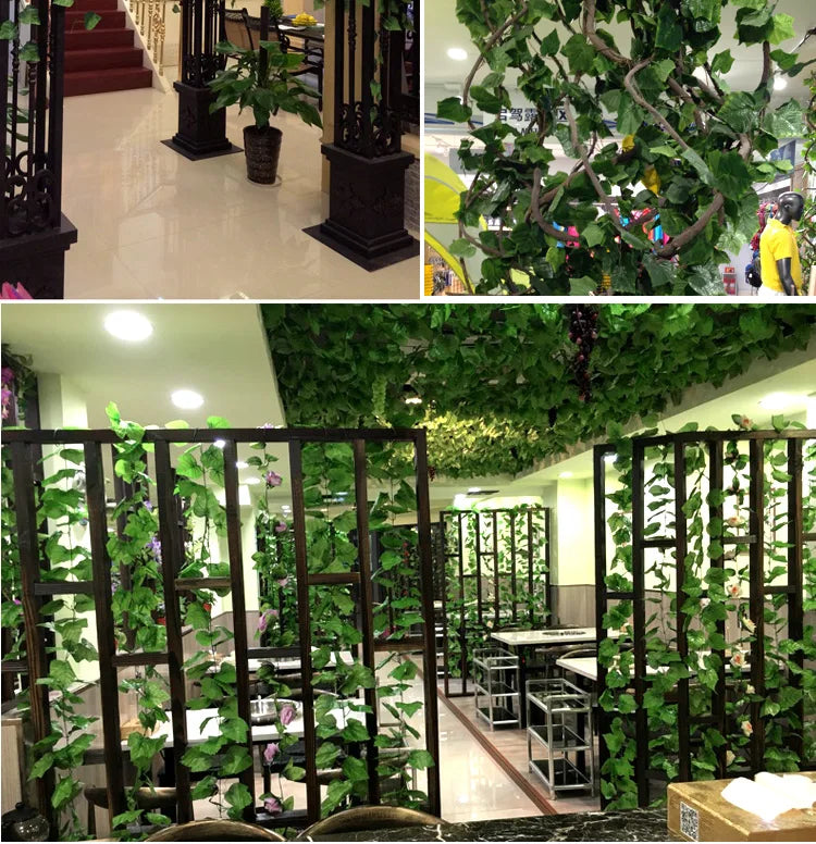 1Pcs 230cm green silk artificial Hanging ivy leaf garland plants