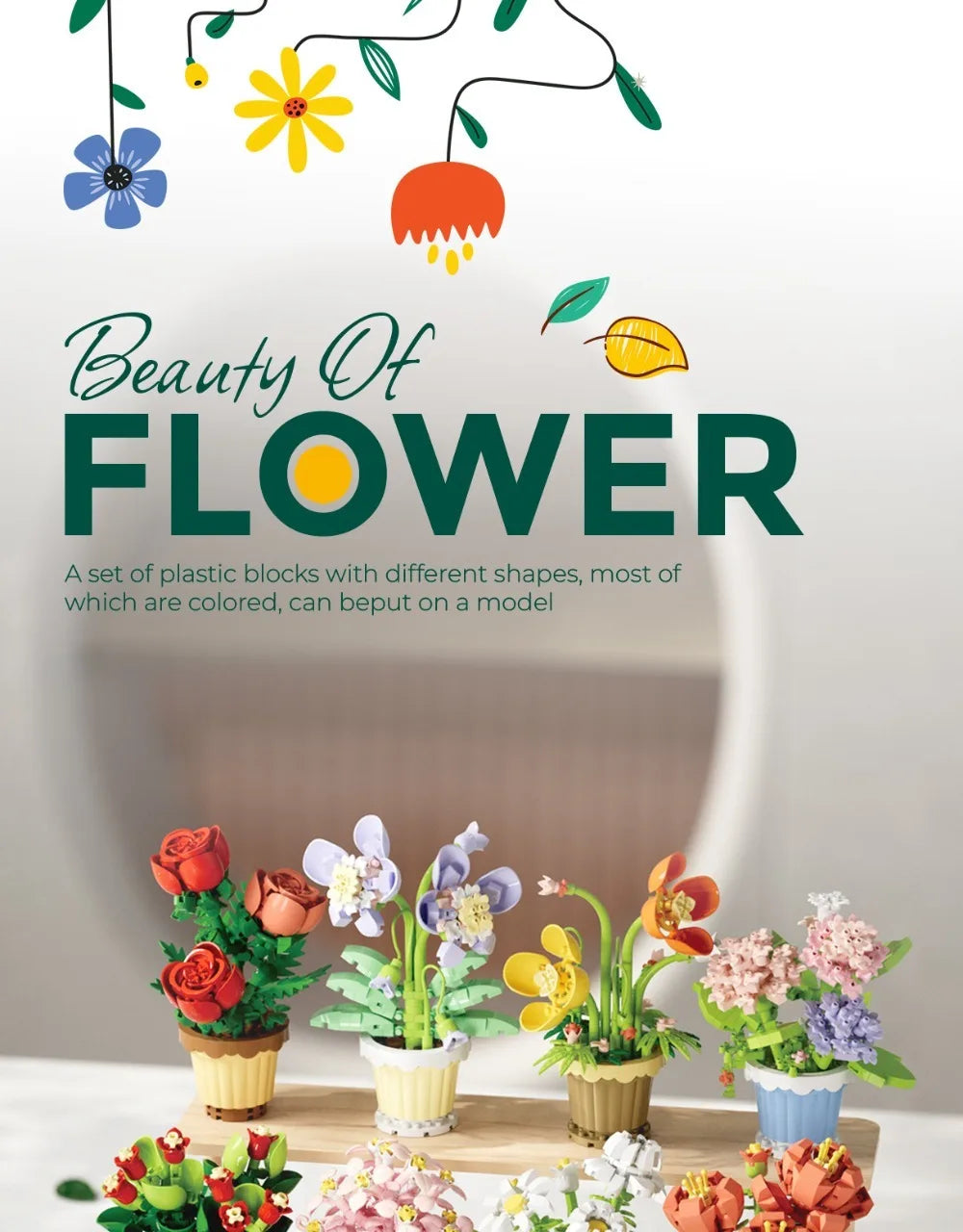 Building Block Flower Potted Plant