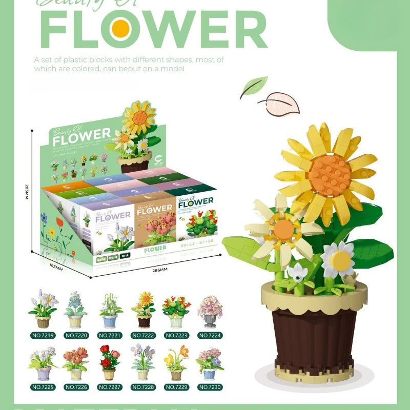 Building Block Flower Potted Plant