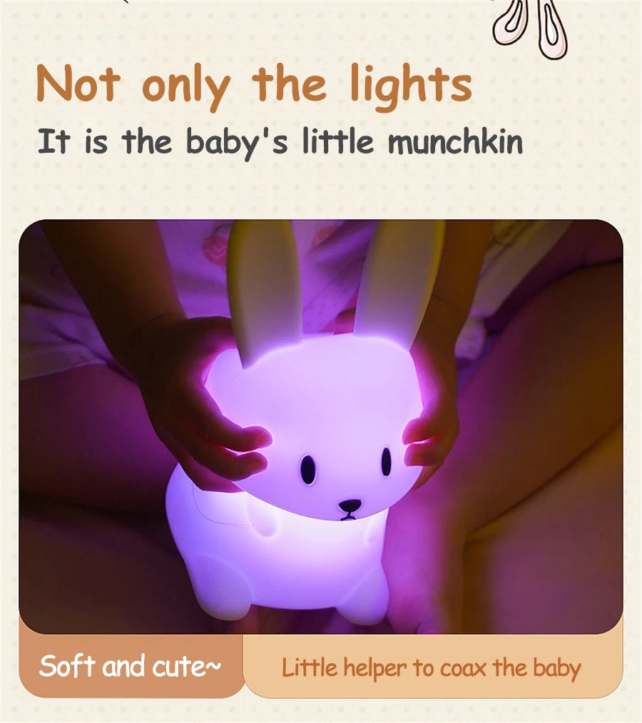 LED Night Light cute Rabbit Animal Cartoon Silicone Lamp