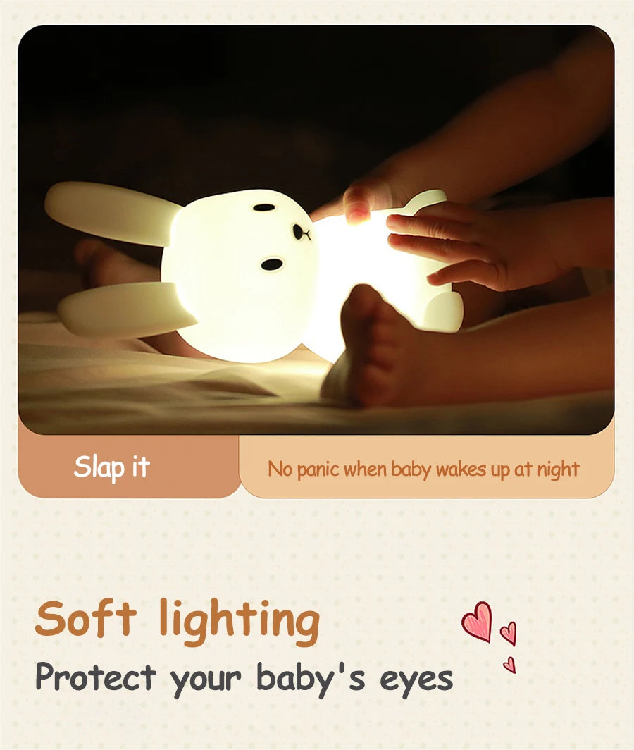LED Night Light cute Rabbit Animal Cartoon Silicone Lamp