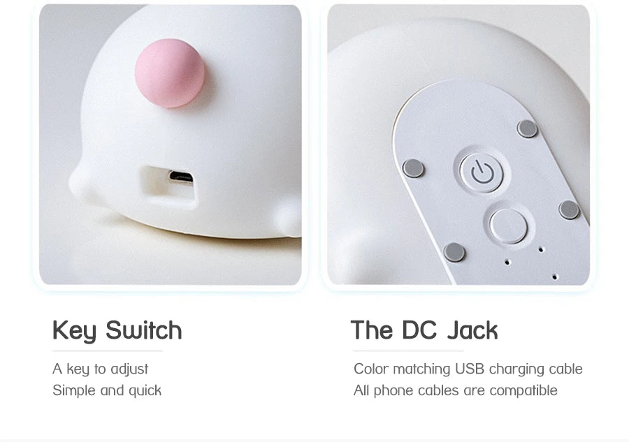LED Night Light cute Rabbit Animal Cartoon Silicone Lamp