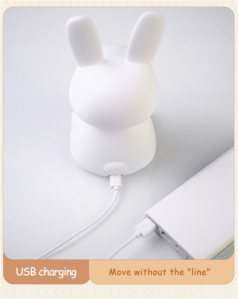 LED Night Light cute Rabbit Animal Cartoon Silicone Lamp