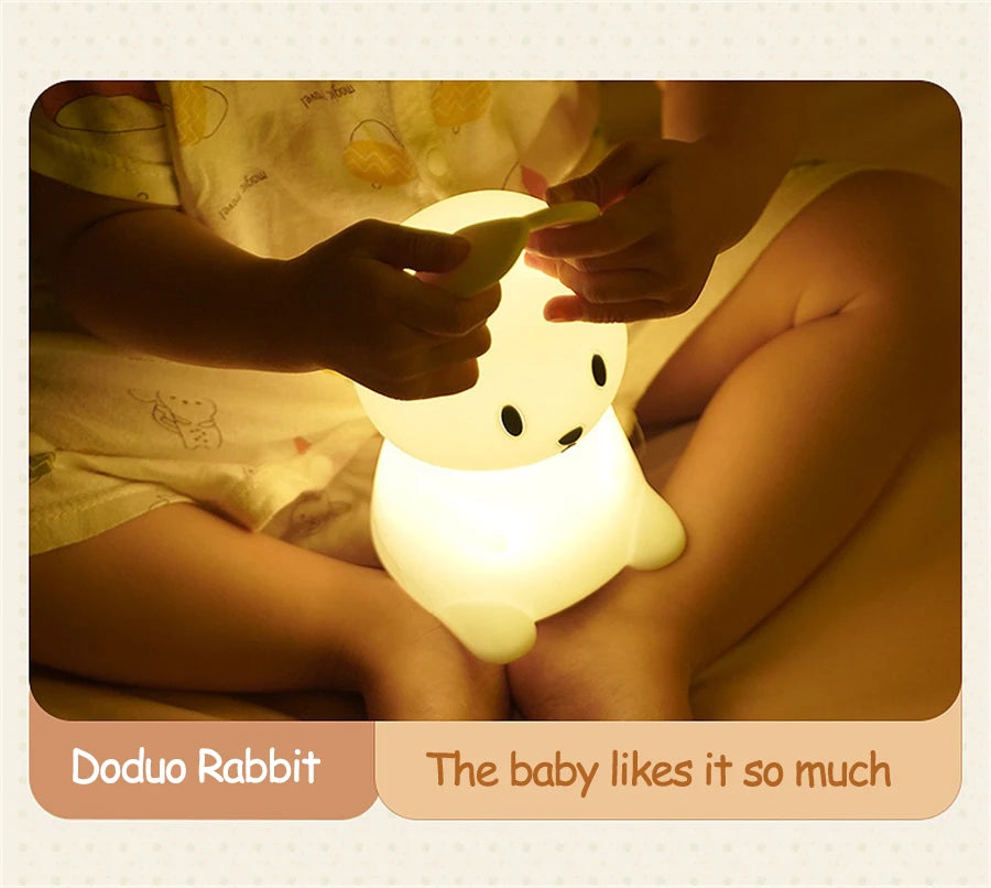 LED Night Light cute Rabbit Animal Cartoon Silicone Lamp