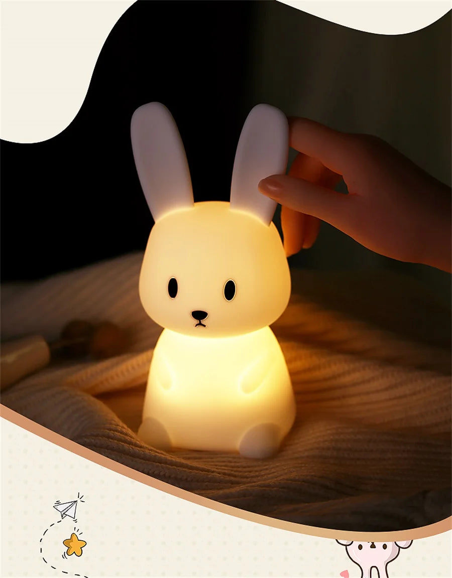 LED Night Light cute Rabbit Animal Cartoon Silicone Lamp