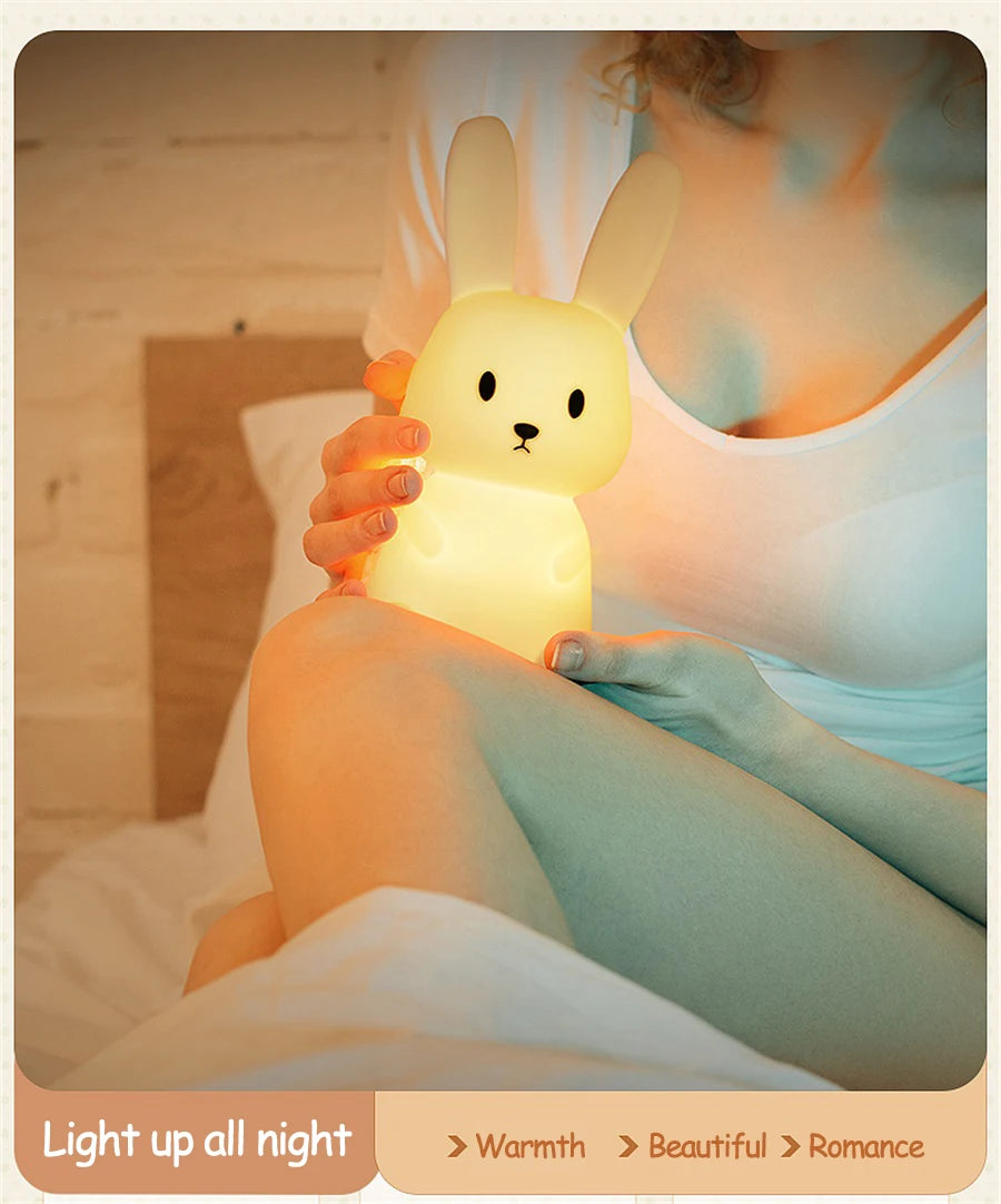 LED Night Light cute Rabbit Animal Cartoon Silicone Lamp
