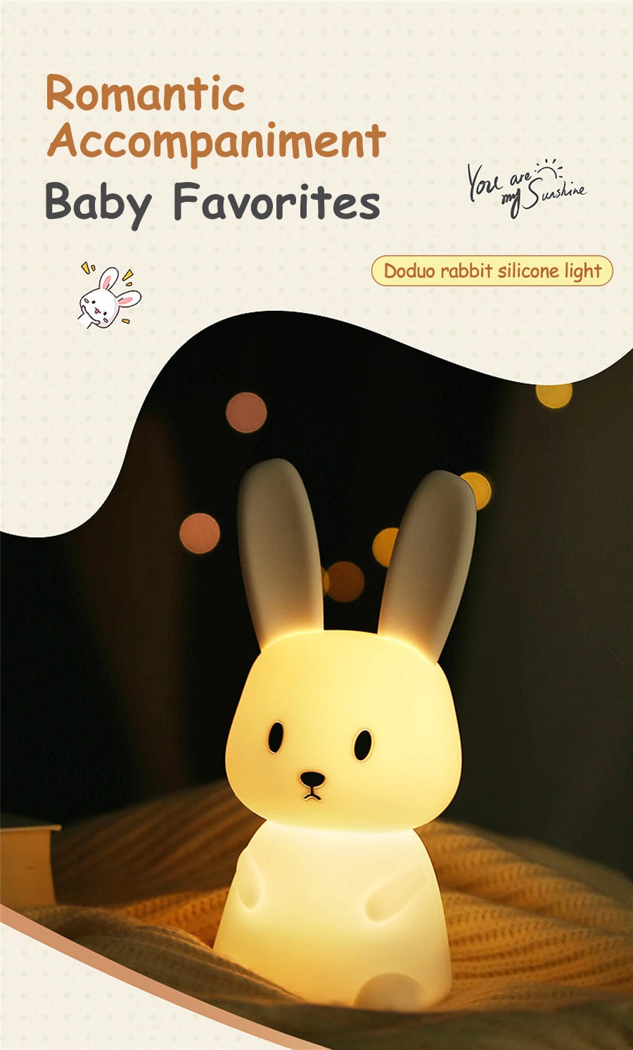 LED Night Light cute Rabbit Animal Cartoon Silicone Lamp