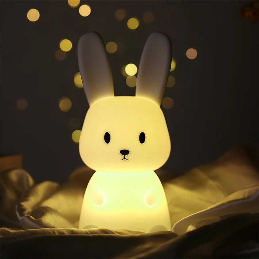 LED Night Light cute Rabbit Animal Cartoon Silicone Lamp